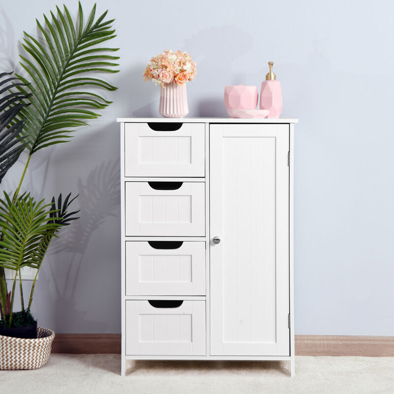 Bathroom Storage Cabinet, Floor Cabinet With Adjustable Shelf And Drawers