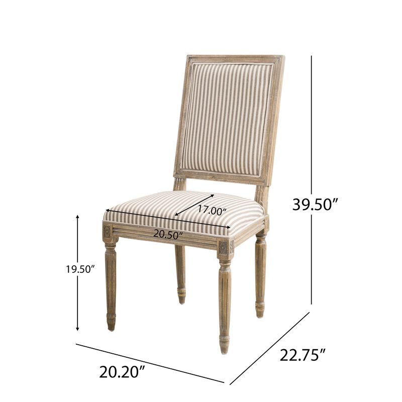 Meio Dining Side Chair Set of 2, Cottage Inspired Weathered Brown Wood - Benzara
