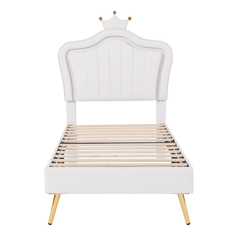 Merax Modern Princess Bed With Crown Headboard