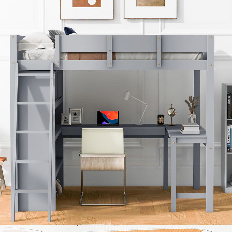 Merax Loft Bed with Desk and Shelf