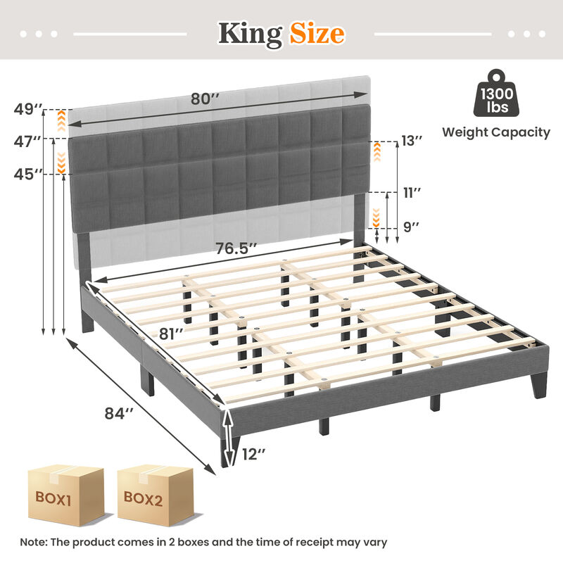 Modern Linen Bed Frame with Adjustable Headboard for Customizable Comfort and Stylish Bedroom Design