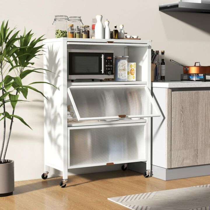 Hivvago 4-Tier Kitchen Bakers Rack with Flip Doors-White