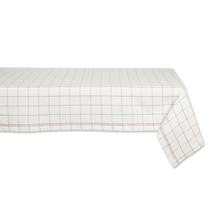 104" White Kitchen Windowpane Rectangle Tablecloth