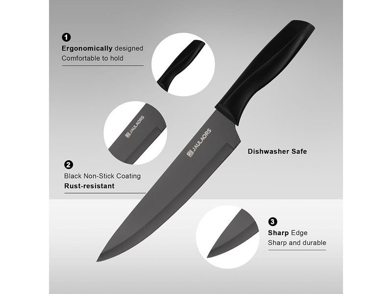 Jaulaors Kitchen Utensils Set for Cooking-7 Cooking Utensils Set, 7 Kitchen Knife Set Black