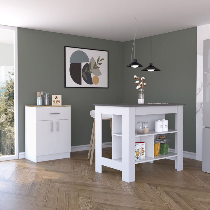 California 2 Piece Kitchen Set, Kitchen Island + Kitchen Pantry