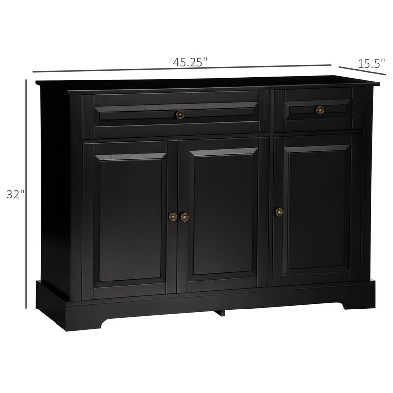 Black Living Room Cabinet: Modern Sideboard with Cupboards & Shelves