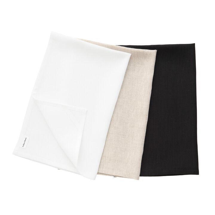 Solino Home 100% Pure Linen Kitchen Towels Set of 3 Assorted - 17 x 26 Inch