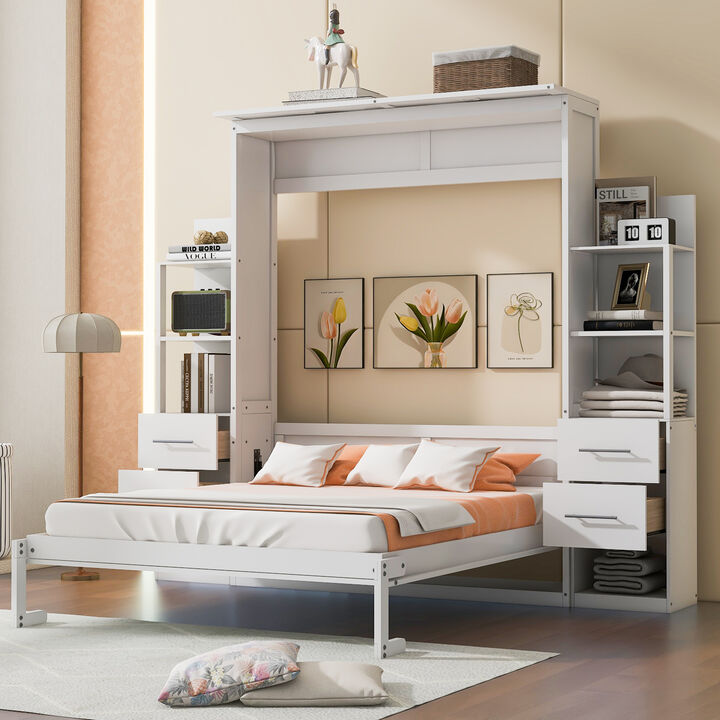 Merax Cabinet Murphy Bed  with LED Lights