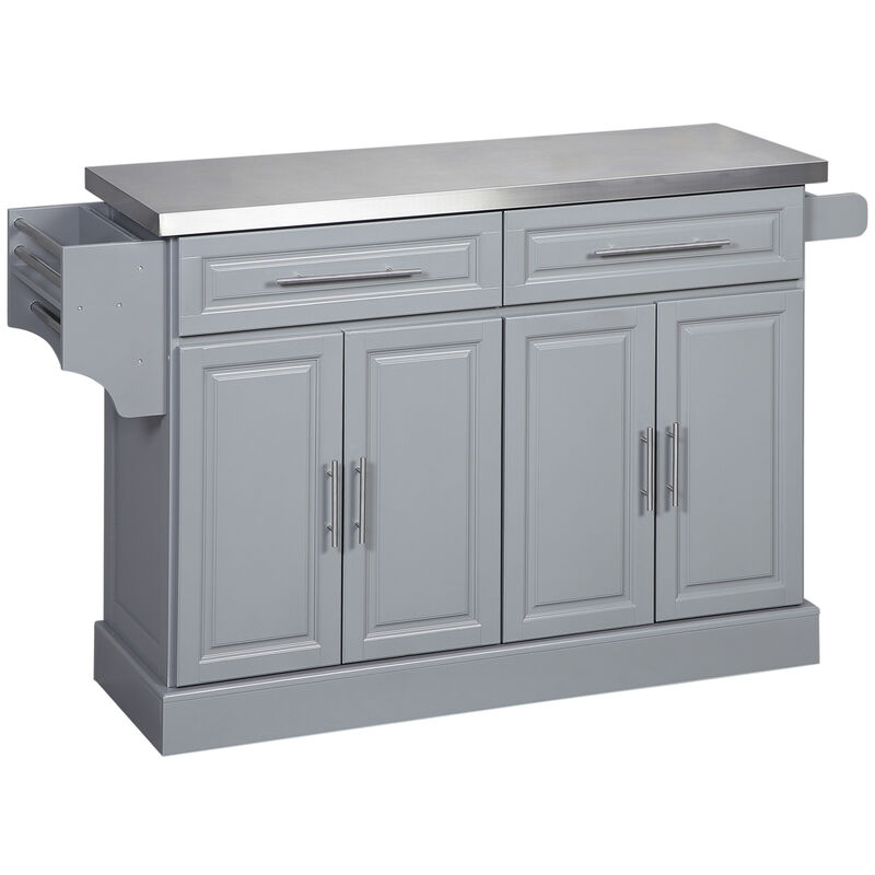Rolling Stainless Steel Counter Kitchen Cart Storage Cabinet w/ Drawers & Rack