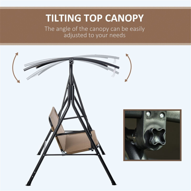 3-Person Outdoor Swing, Freestanding Porch Swing with Cushioned Seat