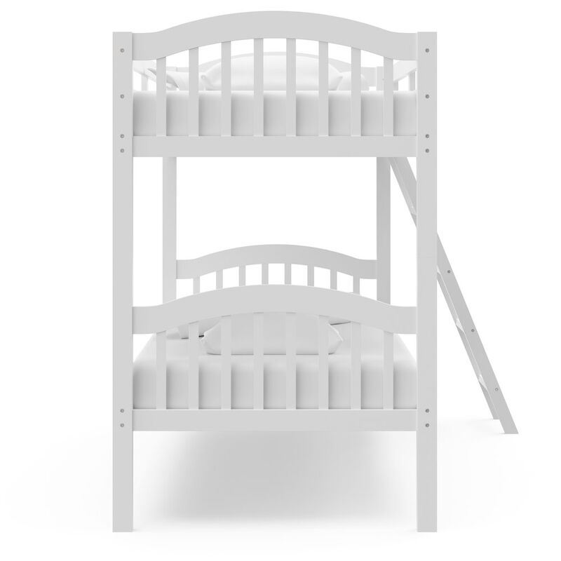 Storkcraft Long Horn Twin-Over-Twin Bunk Bed (White)- GREENGUARD Gold Certified
