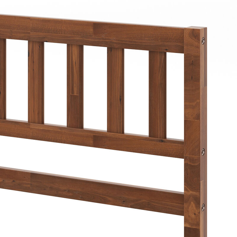 Wood Bed Frame with Headboard and Slat Support