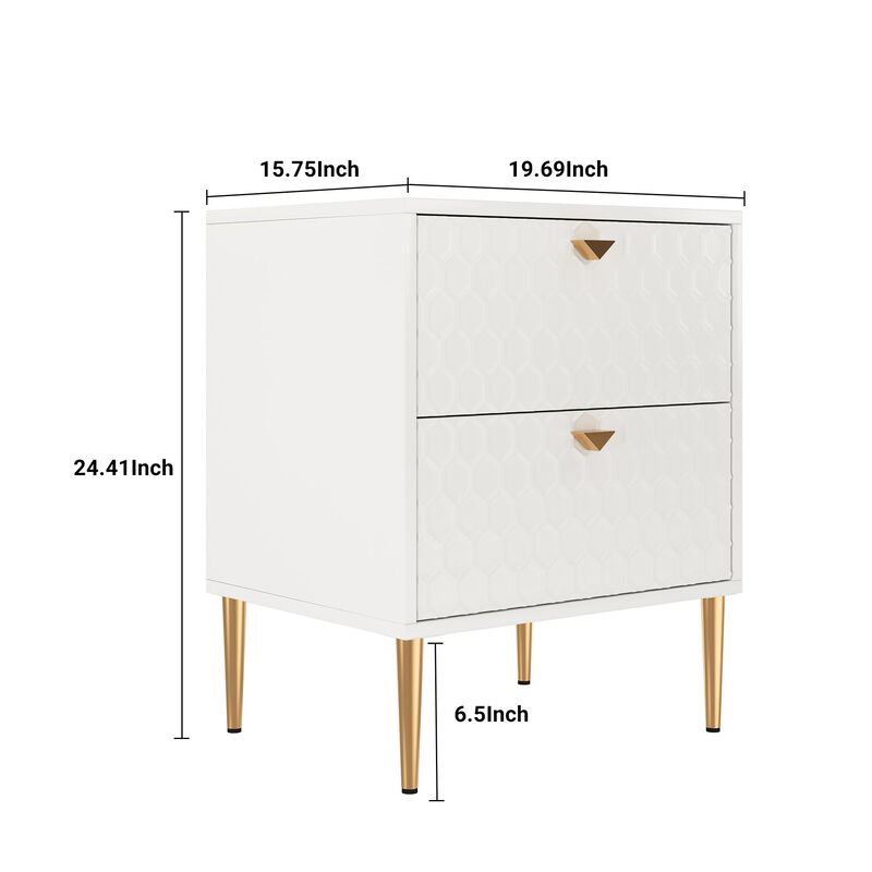 Black Wood Nightstand Accent Storage Cabinet with 2-Drawer Chest