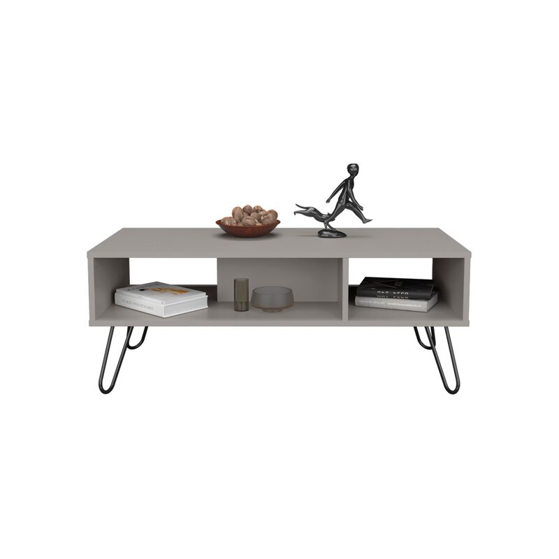 Selma Coffee Table 15.7" H, with 4 Legs and 2 Shelves, White