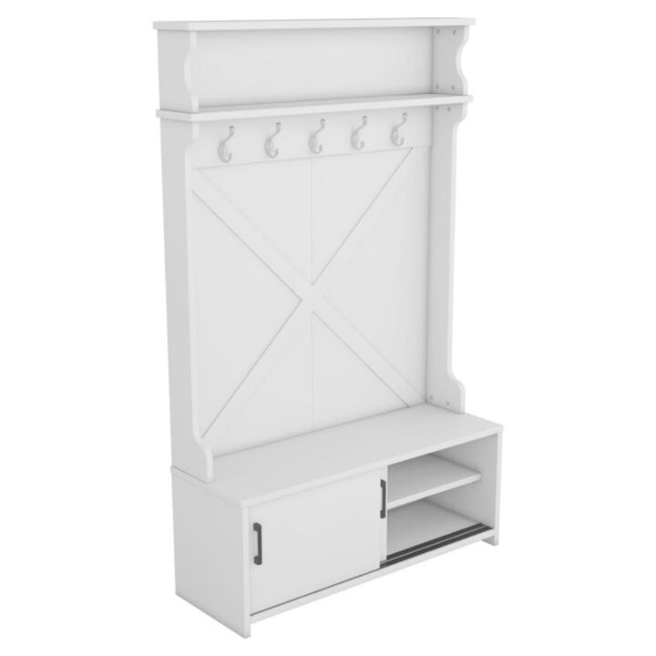 Hall Tree with Storage Bench & Coat Hooks – Entryway & Mudroom Organizer