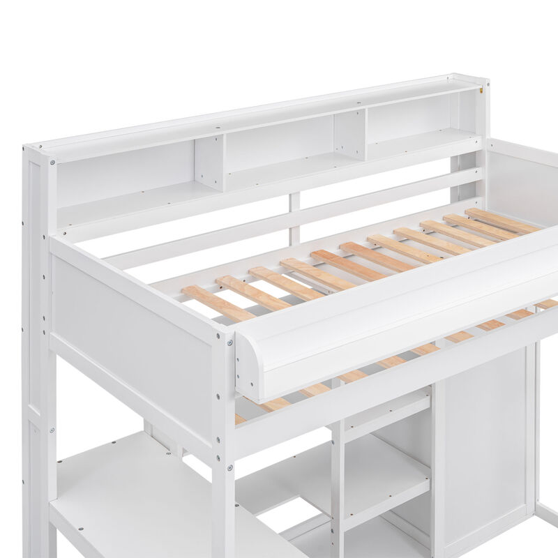 Merax Loft Bed with Wardrobe