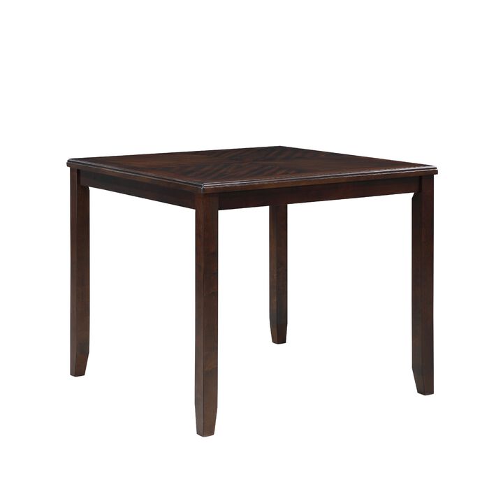 Gary 42 Inch 5 Piece Counter Table Set, Cherry Brown - Benzara