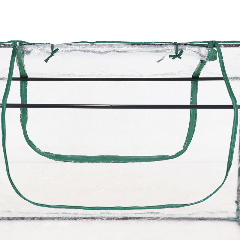 Sunnydaze Galvanized Steel Raised Bed with Greenhouse Kit - 4 ft x 3 ft