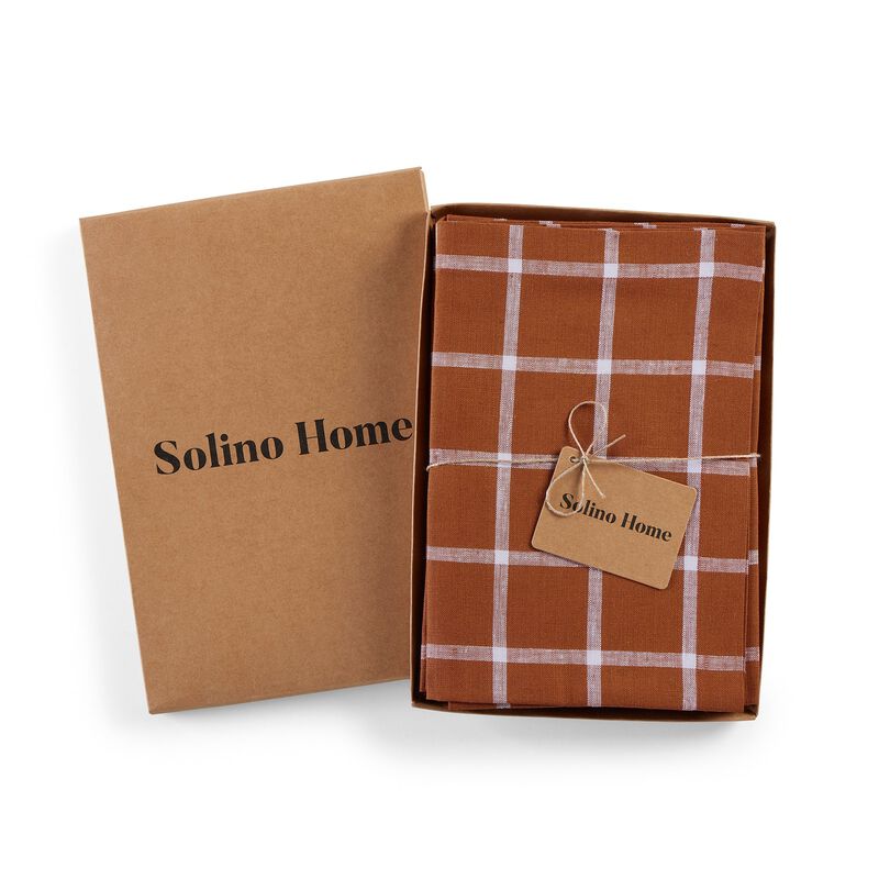 Solino Home 100% Pure Linen Dinner Napkins 20 x 20 Inch Set of 4 | Windowpane