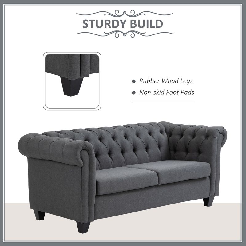 Grey Living Room Comfort: 73" Oversize Linen Fabric Loveseat