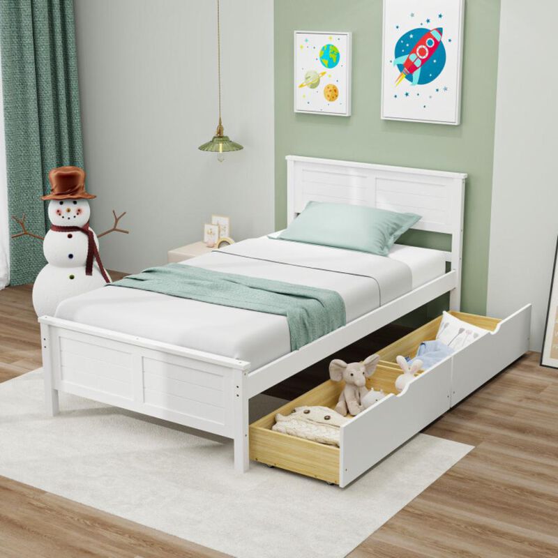 Hivvago Twin Size Bed Frame with Storage Drawers