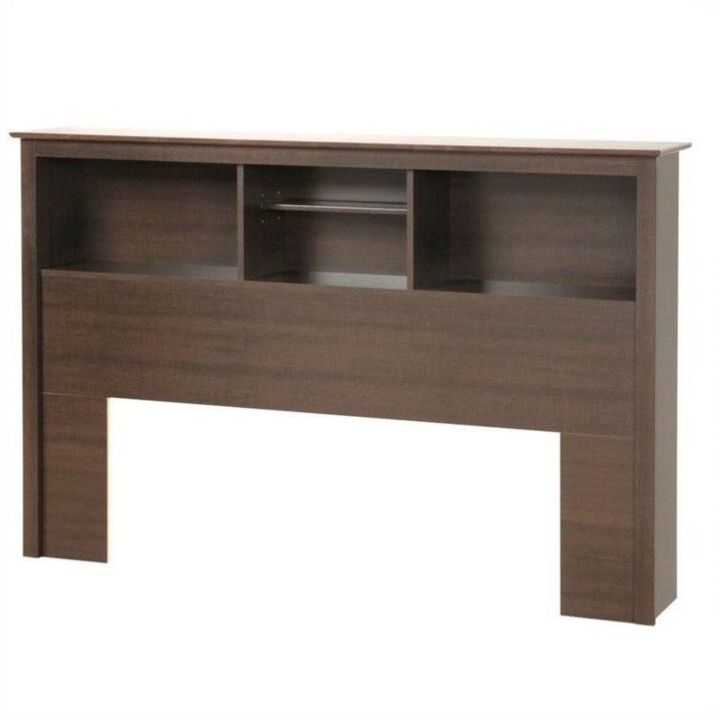 Hivvago Full/Queen size Bookcase Storage Headboard in Espresso Wood Finish