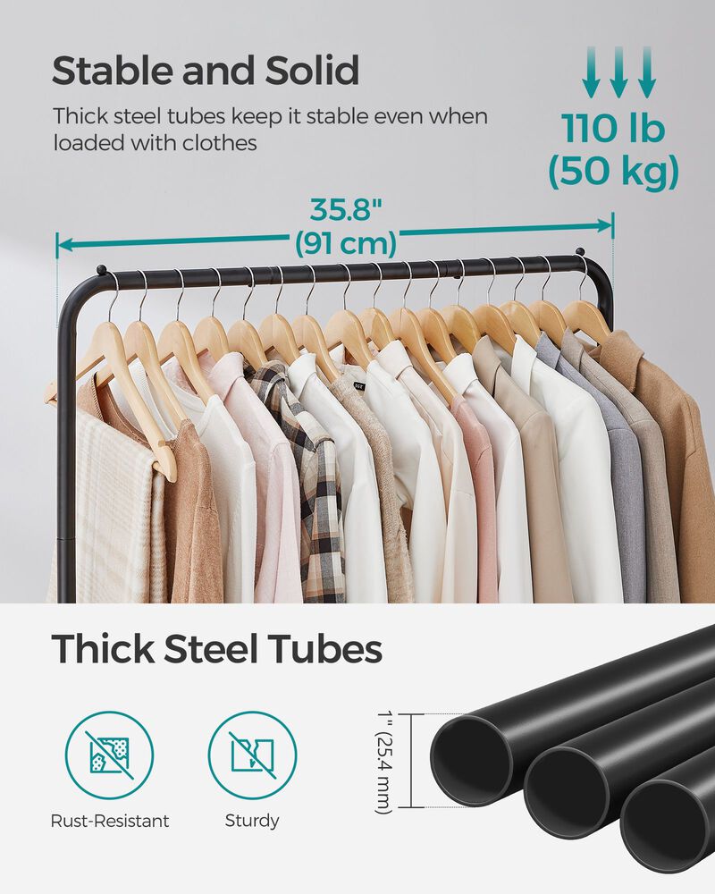 36 Inch Double-Rod Clothes Rack with Wheels