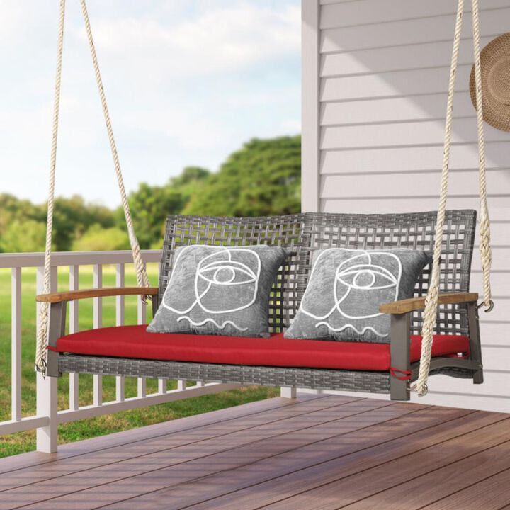 Hivvago 2-Person Patio Wicker Hanging Swing Chair