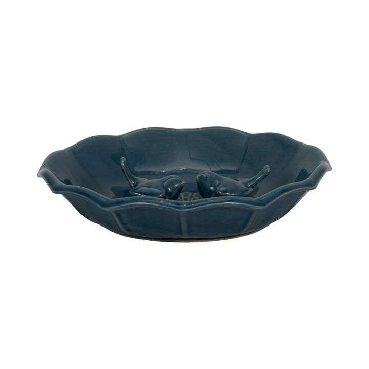 Stoneware Flower Bird Bath
