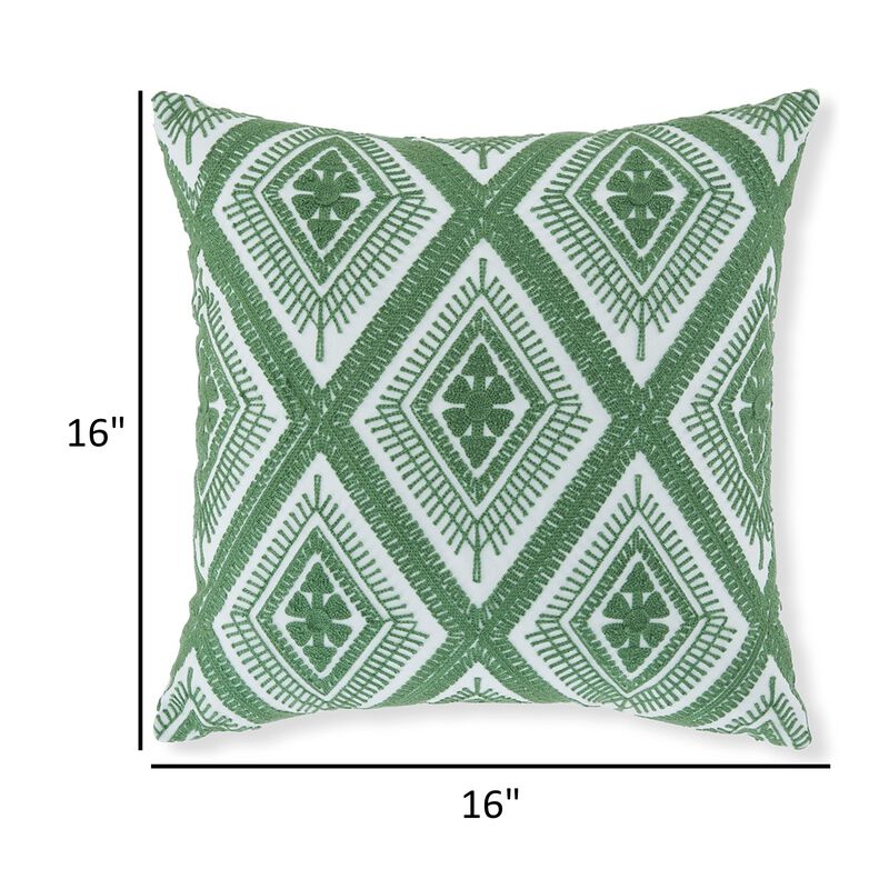 Valey 16 Inch Accent Pillow Set of 4, Indoor Outdoor, Diamond Green White -