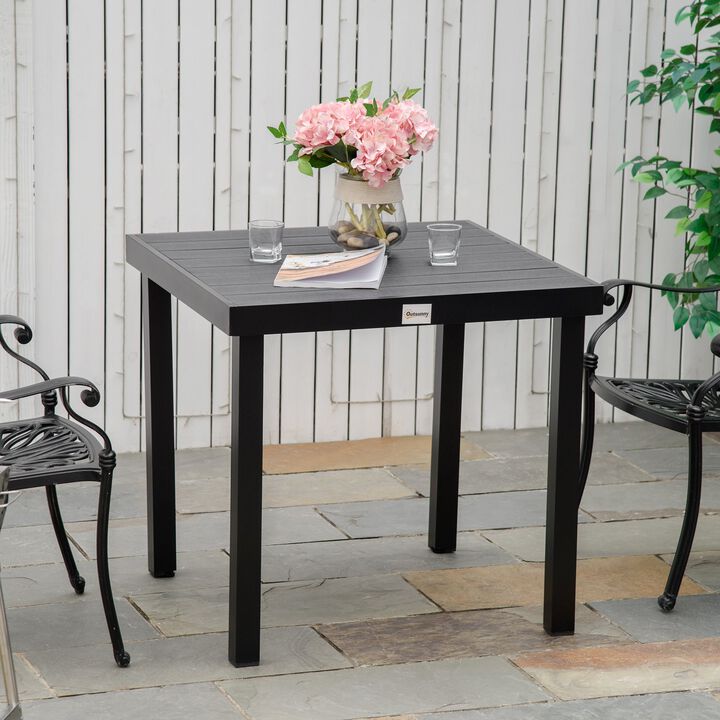 Black Garden Table: Rectangular Aluminum Patio Dining Table for 4