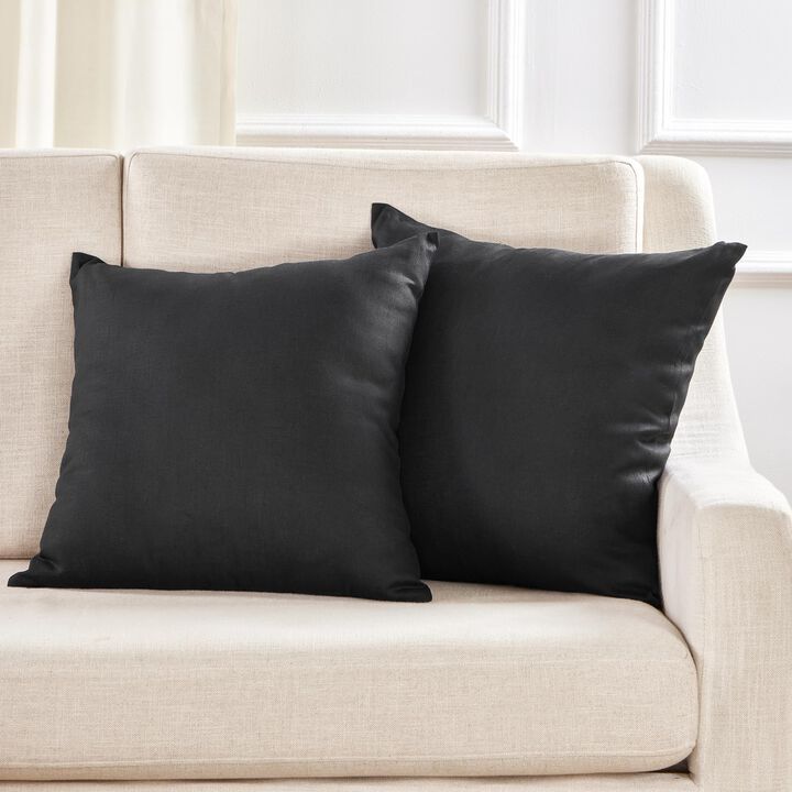 Solino Home Decorative Linen Pillow Cover 20 x 20 Inch - 100% European Flax Throw Pillow Case with Invisible Zipper | Montauk