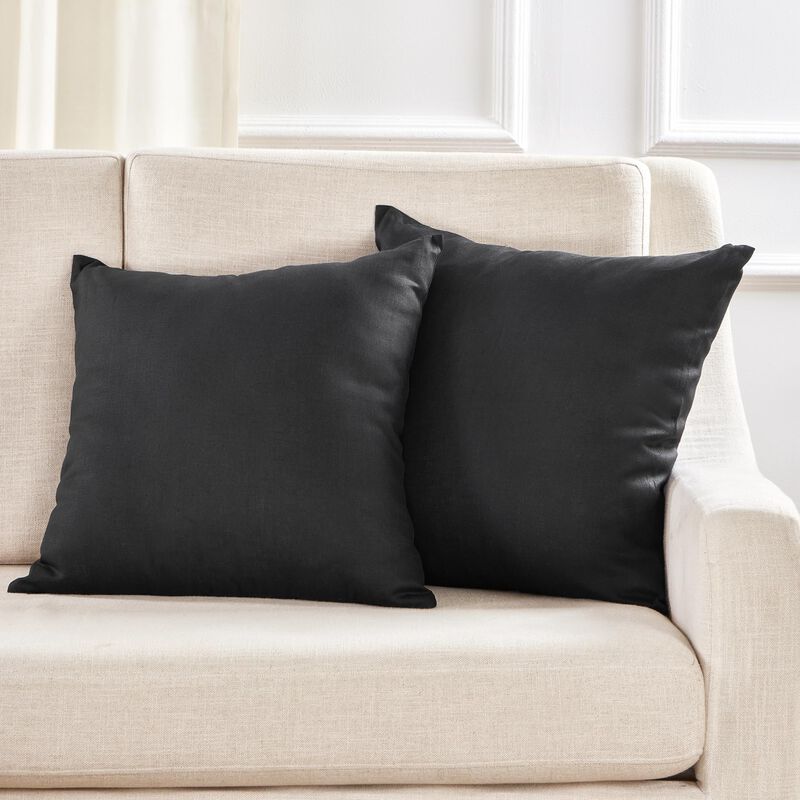 Solino Home Decorative Linen Pillow Cover 20 x 20 Inch - 100% European Flax Throw Pillow Case with Invisible Zipper | Montauk