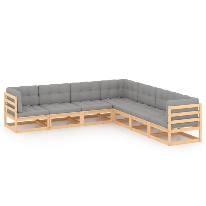 vidaXL 7 Piece Garden Lounge Set with Cushions Solid Pinewood