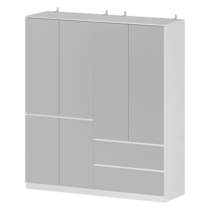 FUFU&GAGA Modern White Armoire with Full-Length Mirror – Elegant and Functional Wardrobe with Ample Storage,  (63" L x 15.7" W x 70.9" H),Silver