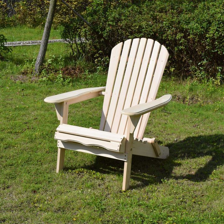 NorthbeamMerry Garden Foldable Wooden Adirondack Chair, Outdoor, Garden, Lawn, Deck Chair, Natural