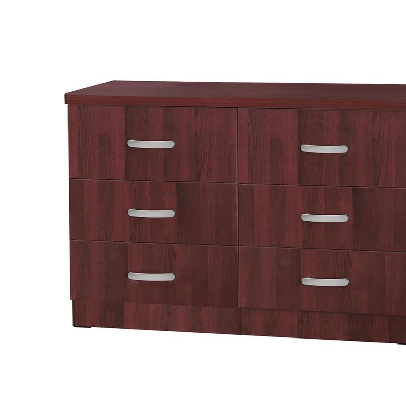 Better Home Products DD & PAM 6 Drawer Engineered Wood Dresser in Mahogany