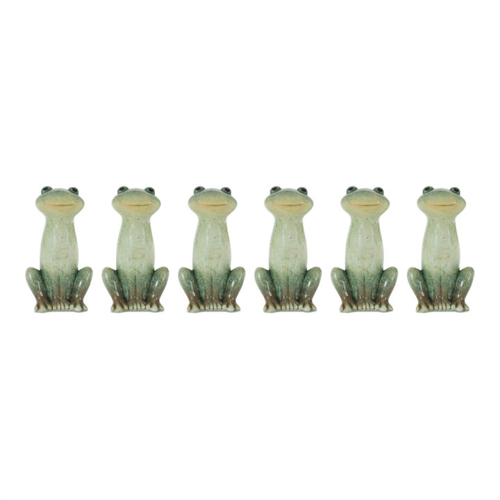 Frog Resin Figurine Set of 6 for Garden and Home Decor