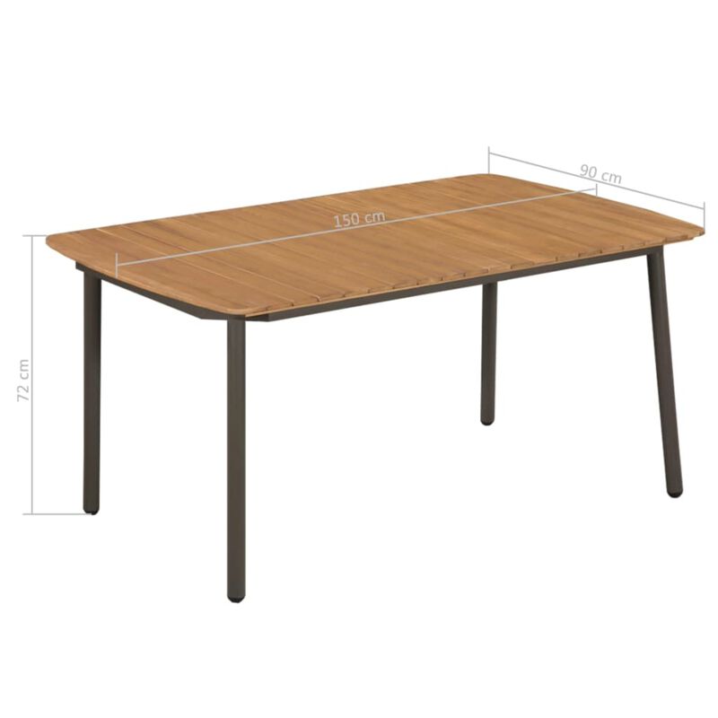 vidaXL Garden Table 59"x35.4"x28.3" Solid Acacia Wood and Steel