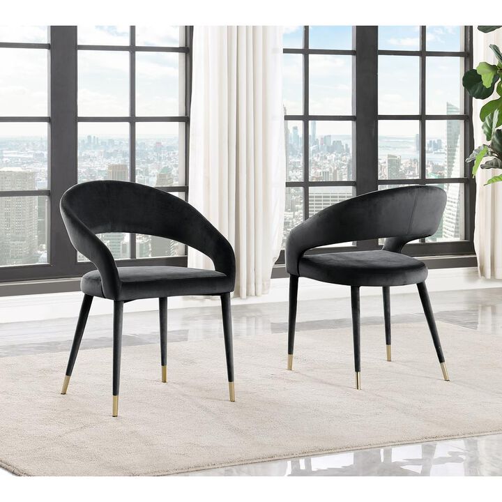 Jacques Velvet Black Dining Chairs (Set of 2)