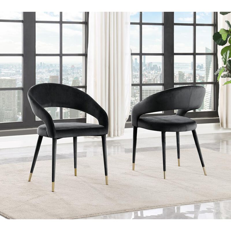 Jacques Velvet Black Dining Chairs (Set of 2)