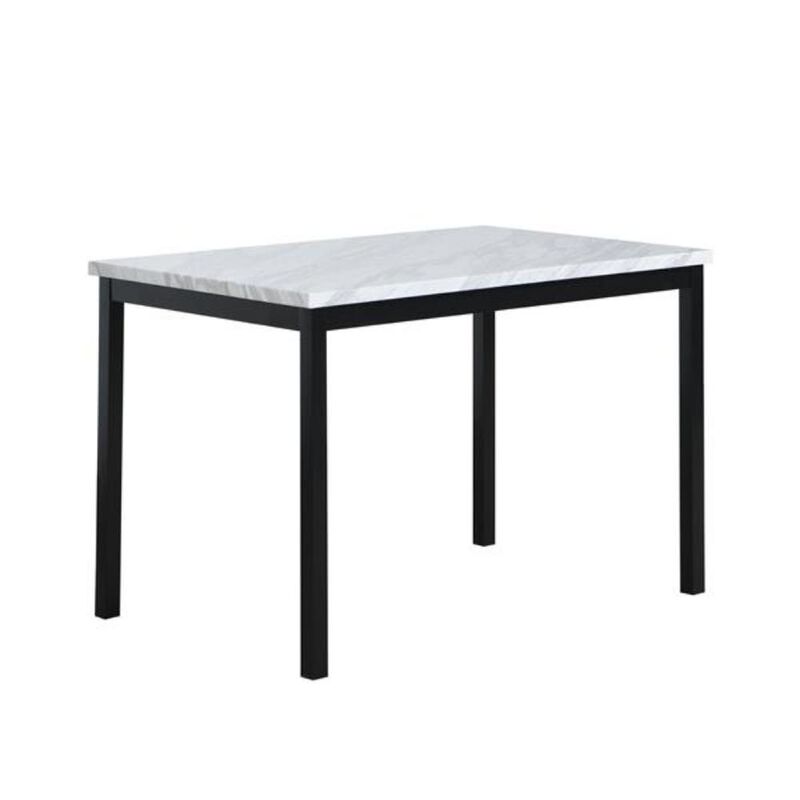 5-Piece Dinette Set Laminated Faux Marble Top with 4 Black Chairs for Modern Dining Rooms