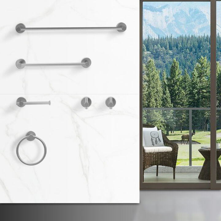 6-Piece Bathroom Hardware Set Thick Space Aluminum Towel Bar Set