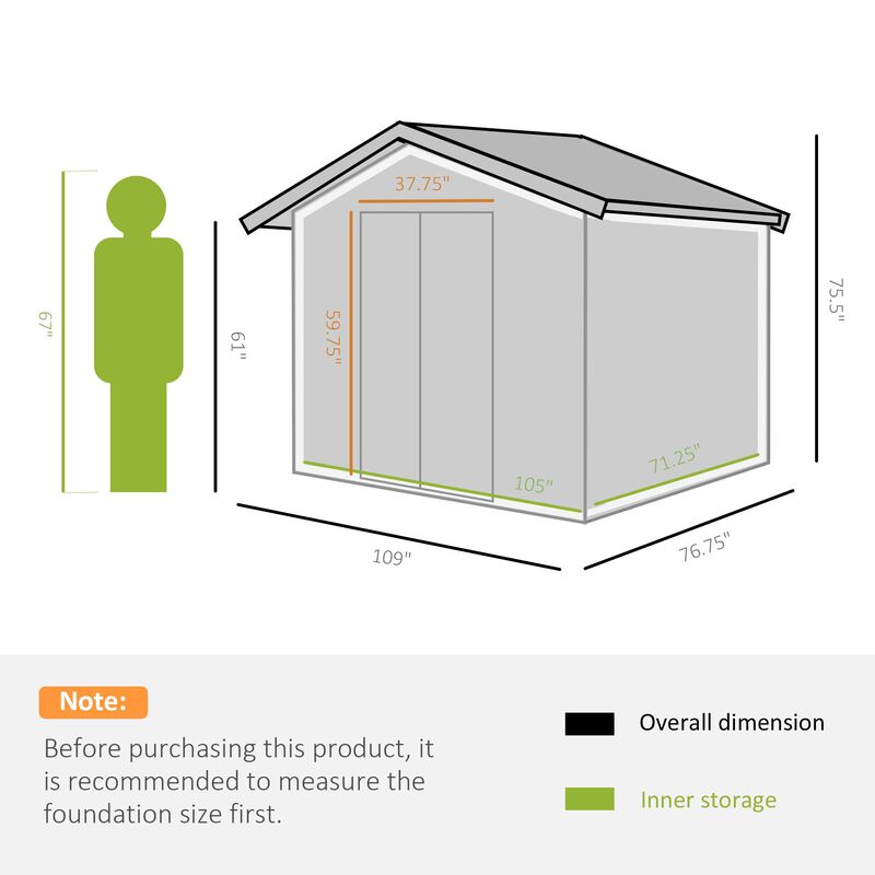 Silver Garden Storage: 9'x6' Metal Shed with Sliding Doors