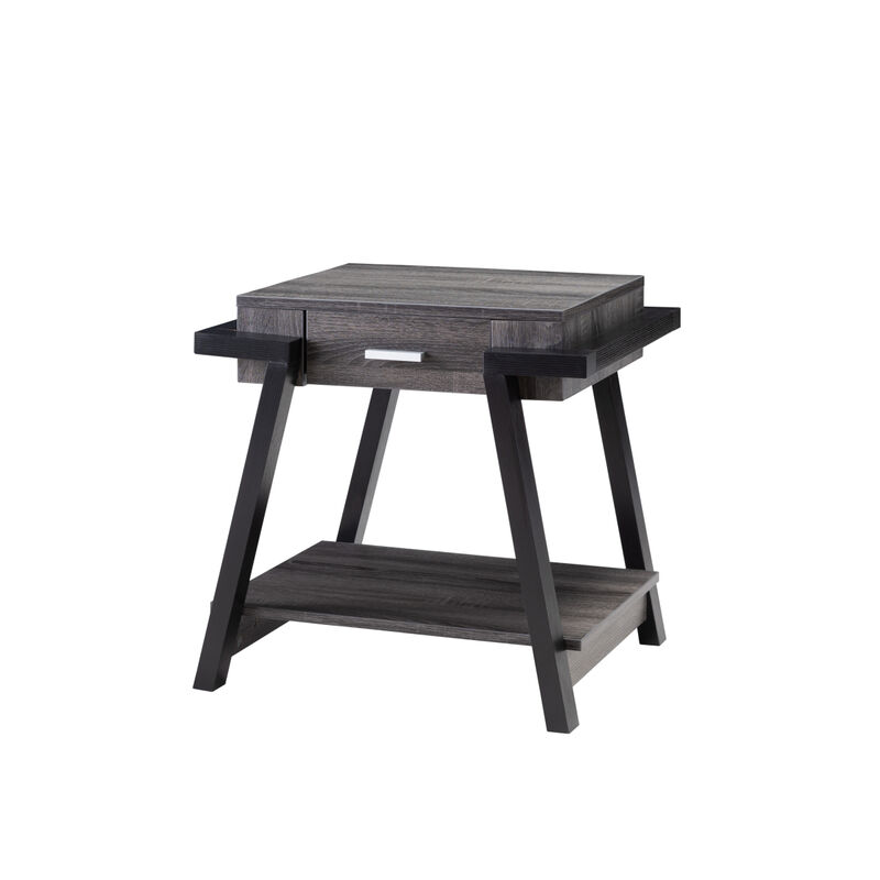 End Table Distressed Grey Black