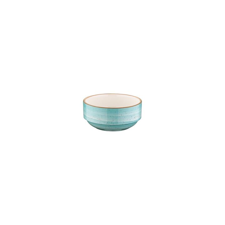 Aqua dia.5.5" h:2.5" 17 oz. Round Blue Porcelain Bowl (Set of 4)