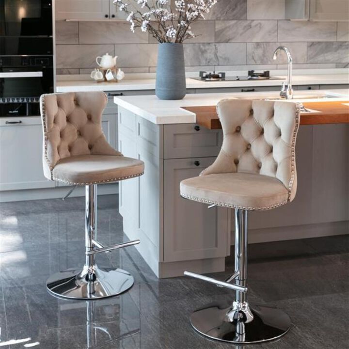 Swivel Barstools Adjustable Seat Height Counter Chairs for Kitchen & Bar