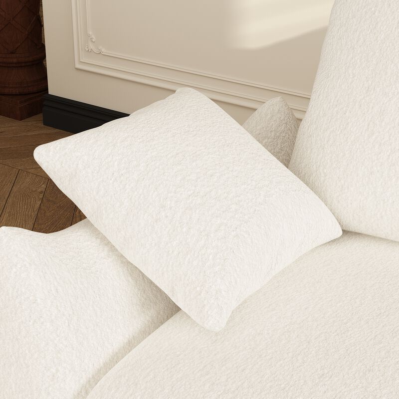 FUFU&GAGA Modern Sofa with Plush Cushions, Metal Support Legs (87.4" W x 32.3" D x 33.9" H), White