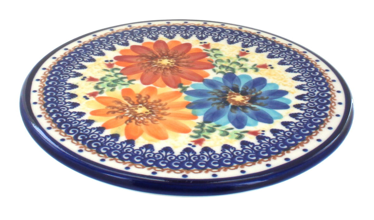 Blue Rose Polish Pottery Butterfly Trivet