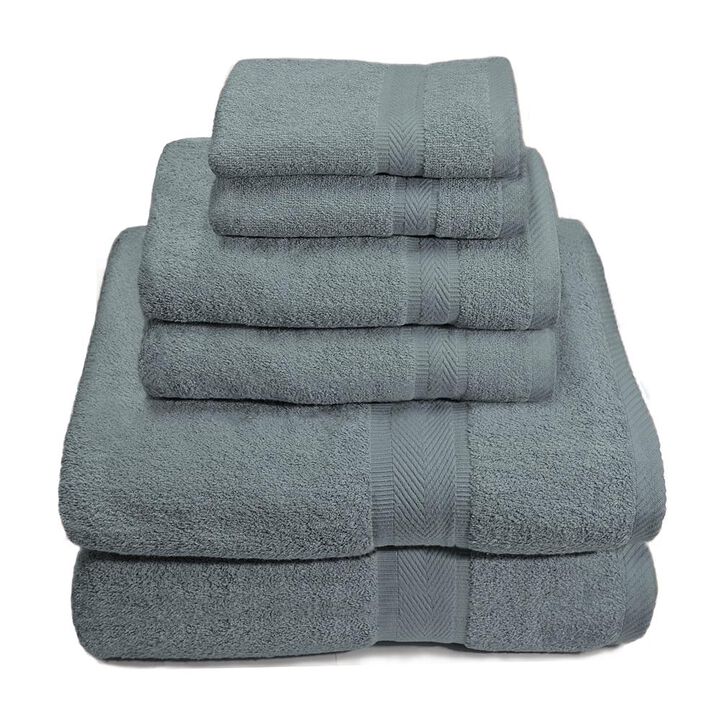 Plazatex Cozy Home 100% Cotton Towel Set - 6 Piece - 56"x56", Gray